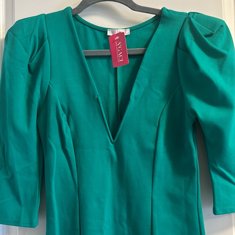 NWT ‼️ A’Gaci Puff Sleeve Front Slit Dress - Picture 5 of 6